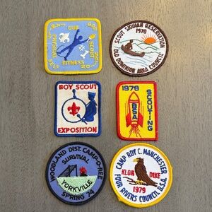 Vintage Boy Scouts Of America Patch Lot Of 6 Scouting Outdoors Retro 70s BSA